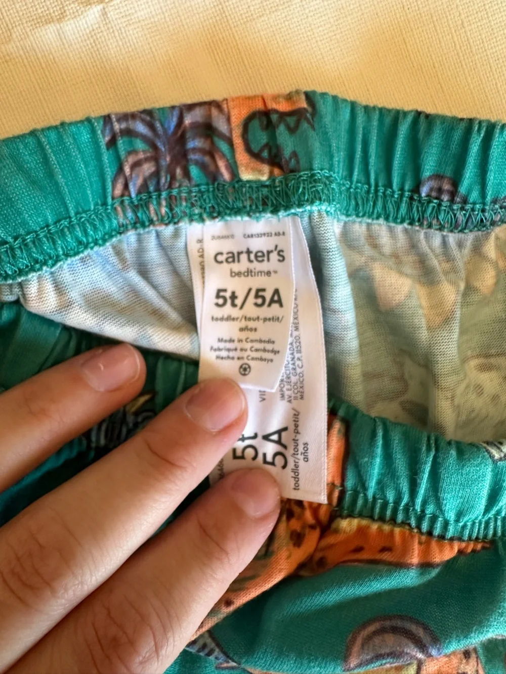 Carter’s White and Teal Dinosaur Pocket Pajama Set